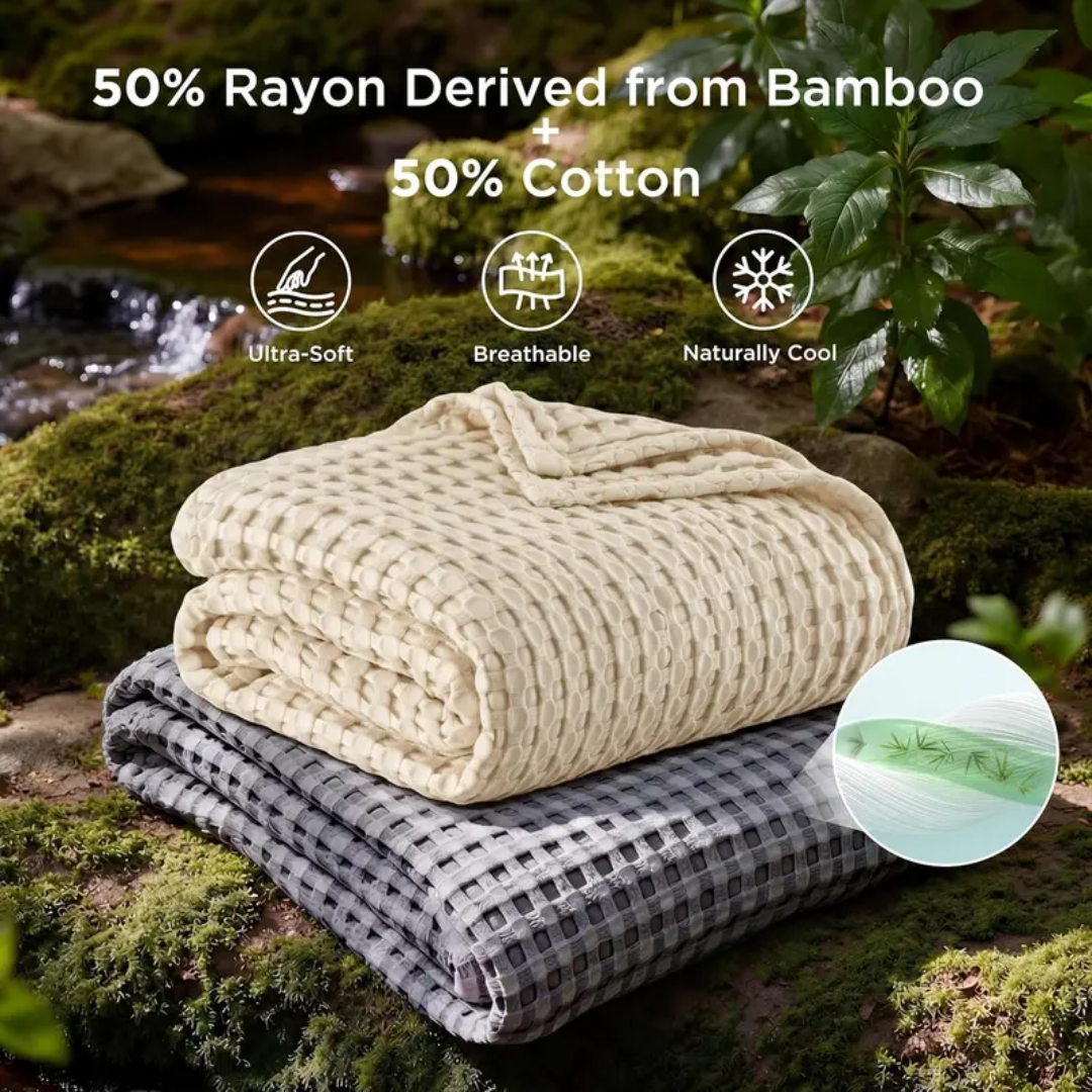 Cooling Bamboo Waffle Blanket - Buy 1 Get 1 Free